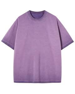 Camiseta Unisex Extra Grande de Algodón Lavado Color Lavanda, Estilo Vintage, Hombros Caídos, Ropa de Calle Informal de Verano, Camiseta Unisex - Product Image 1