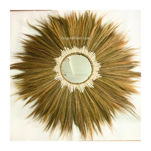 Novedades: Espejo de Pared con Forma de Sol de Rayas de Hierba Marina Blanqueada de Vietnam, Espejo Boho con Flecos, Decoración del Hogar - Product Image 3