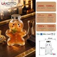Bouteille en verre en forme de pain d'épices LAKOTTO 450 ml avec couvercle, vente en gros de verrerie, approvisionnement en vrac, cadeau promotionnel, logo personnalisé, OEM