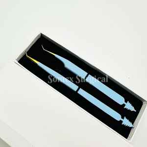 Pinzas para Pestañas de Acero Inoxidable de Alta Calidad, Color Azul Cielo Premium con Estuche Antimagnético - Product Image 2