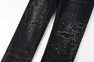 กางเกงยีนส์สำหรับผู้ชายกางเกงยีนส์ประดับพลอยเทียมระบายอากาศได้ดีดีไซน์สวยใส่สบาย - Product Image 6