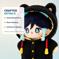 Peluche personnalisée ours mini 10 cm avec capuche, personnage aux cheveux bleus, jouet en peluche doux, OEM ODM, vente en gros