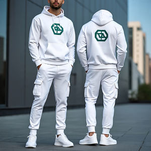 Nuevo chándal de algodón polar para hombre de gran tamaño | Pantalones de pierna ancha y Sudadera con capucha/Pantalones rectos holgados Cargo - Product Image 4