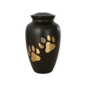Urne commémorative pour animaux de compagnie avec empreintes de pattes dorées et argentées, pour honorer les compagnons bien-aimés - Product Image 3