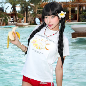 Camiseta de bebé con estampado de temporada de verano para mujer de algodón 100% respetuosa con el medio ambiente OEM ODM, tela tejida transpirable de longitud corta dulce - Product Image 3