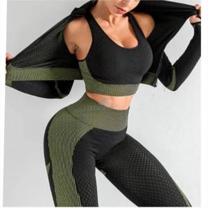 Vêtements de sport élégants avec fermeture éclair complète, nouveaux vêtements de sport taille haute, ensemble de vêtements de yoga confortables pour femmes avec service OEM - Product Image 4