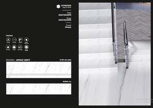 Escalier intérieur de style européen de taille de couleur blanche 1200x200 et 1200x300mm Carreaux antidérapants Étape solide avec escalier en carreaux vitrifiés - Product Image 4