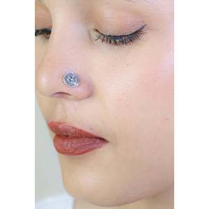 925 <b>Silver</b> <b>Stud</b> Earrings Laxmi Maa Nosepin with Nazakat Wire Jewelry Type - Product Image 1