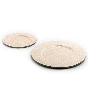 Restaurant And Hotel Catering Food Salad <b>Serving</b> Rounded Wooden <b>Platter</b> Bone Inlay Finishing Best Quality Wooden Charger Plate - Product Image 2