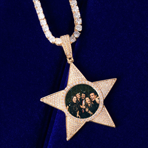 Colgante de estrella de Hip Hop, joyería de Hip Hop personalizada, colgante de regalo, joyería para rapero en 10kt, diamantes de moissanita de corte redondo de oro vendidos - Product Image 3
