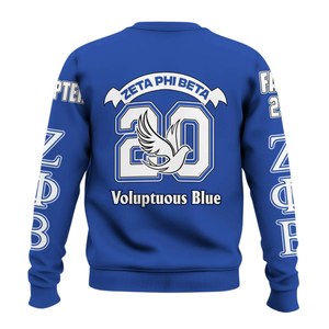 Sudadera Azul con Cuello Redondo y Letras Griegas de Zeta Phi Beta para Mujer, Bordado de la Hermandad 1920 - Product Image 2