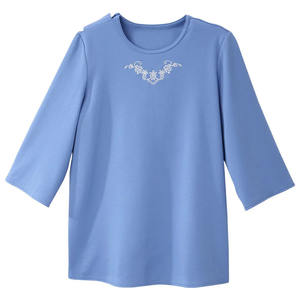 Camisas bordadas para el cuidado del hogar, ropa adaptable para quimio, diálisis, cirugía posterior al hombro, manga de cuarto de recuperación para mujer - Product Image 5