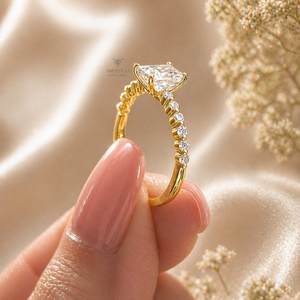 Anillos de Compromiso y Eternidad con Diamantes de Moda, Oro Sólido de 14K, 1CT/2CT/3CT TW, Corte Radiante, Diamantes Cultivados en Laboratorio, Certificados por IGI - Product Image 4