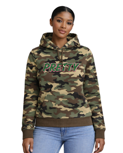 Sweat à capuche Camo 08 Pretty Girl, vêtements de sororité grecque, sweat-shirt rose et vert pour femmes, vêtements de sororité universitaire, mode grecque - Product Image 1