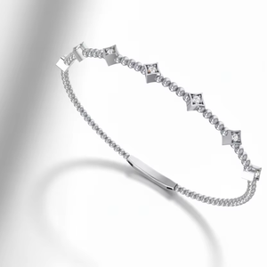 Bracelet en diamant en forme d'étoile Pansak Or 14 carats |   Bracelet de luxe en diamants naturels |   Diamant taille brillant 0,15 CTTW, 7 pièces, rhodié - Product Image 1