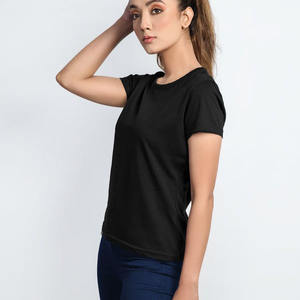 เสื้อยืดคอกลมแขนสั้นเข้ารูปสำหรับผู้หญิงลายสีพื้นแฟชั่นฤดูร้อนออกแบบโลโก้ได้ตามต้องการ - Product Image 4