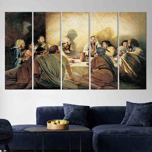 Tableau sur toile La Cène : Impression décorative religieuse chrétienne, toile enveloppée 5P - Product Image 1