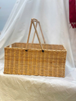 Panier de pique-nique multifonctionnel écologique fait main en rotin pour les pique-niques, les courses ou la cueillette de fruits