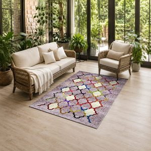 RUGS DEPOT LXDP-0378 Wholesale Multicolor Neutral Contemporary Geometric Digital Printed Machine Washable Chenille Rug Non <b>Slip</b> - Product Image 6