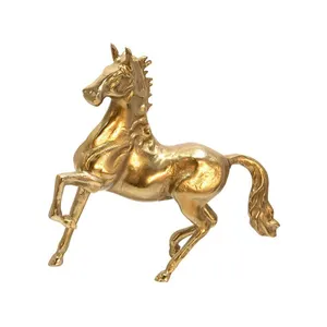 Escultura de cavalo em alumínio fundido com acabamento dourado, acessório para decoração de casa, estátua e escultura de cavalo, novo design