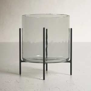 Bougeoir moderne en métal noir et verre Hurricane Contemporain Rustique Industriel de table Hurricane - Product Image 3