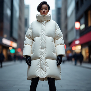 Haute qualité longue bouffante rembourré vestes femmes décontracté Streetwear bouton vers le bas à manches longues matelassé veste bulle pardessus femme - Product Image 2