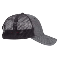 Gorra Trucker Unisex para Adultos, Color Gris Jaspeado y Negro, Malla Transpirable, Cierre a Presión, Gorra Deportiva de Verano