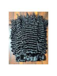 Wholesale Indian Virgin Cuticle Aligned Double Drawn <b>Deep</b> <b>Wave</b> Curly Extensions Unprocessed Dyed Flat Weft Styling <b>Wigs</b> - Product Image 5