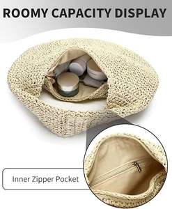 Bolso de Mano de Ratán Natural Hecho a Mano para Mujer |   Bolso de Mano Tejido de Pasto Marino para la Playa de Verano - Product Image 5