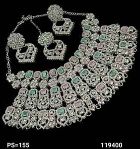 Conjunto de joyería chapada en plata Kundan tradicional indio y conjunto de collar de cobre para mujeres y niñas accesorios indios joyería Mujer - Product Image 2