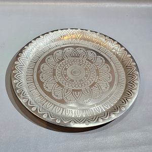 Bạc Thaali Sắt Thân Thiện Với Môi Phân Hủy Sinh Học Vòng Kích Thước Tùy Chỉnh Hiện Đại Sang Trọng Bohemian Ấn Độ Bữa Ăn Tối Tấm Set - Product Image 3