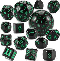 15 buah Set dadu DND akrilik polihedral D3-D100 Set dadu permainan untuk dugeon dan naga, RPG, MTG permainan meja