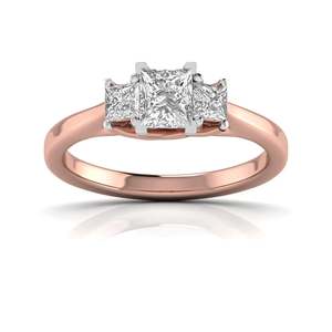 Bague solitaire en diamant taille princesse croissant 0,60 ct, couleur F, clarté VS, diamant cultivé en laboratoire en or 14 carats, cadeau d'anniversaire de mariage - Product Image 2