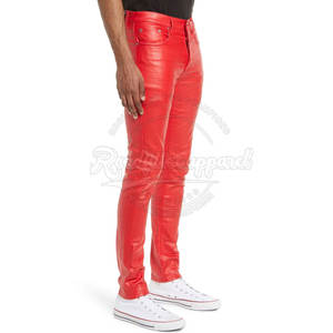 Premium Quality <b>Leather</b> <b>Pants</b> Factory Wholesale Price Customized Logo <b>Leather</b> <b>Pants</b> For <b>Men</b> - Product Image 4