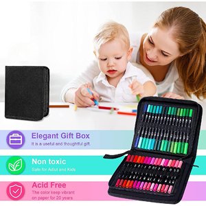 Marqueurs d'artiste 100 couleurs, stylos à double pointe, pointe fine, marqueur de <span class=keywords><strong>coloriage</strong></span>, pointe pinceau, ensemble de stylos à pointe fine, marqueurs à base d'eau <span class=keywords><strong>pour</strong></span> adultes et enfants - Product Image 3