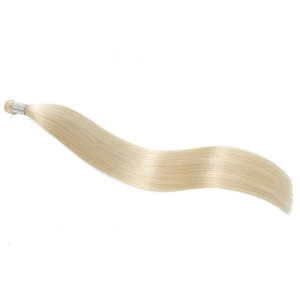 Pour les extensions de cheveux Genius Weft # 60 mèches de cheveux vierges russes blond platine 12A, lisses, à clipser, avec trame plate souple - Product Image 4