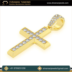 10kt oro sólido estilo Hip Hop Iced Jesus Cruz colgante corte brillante diamantes naturales joyería religiosa regalos con dijes tachuelas - Product Image 2