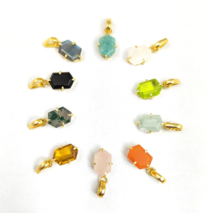 Black Onyx <b>Birthstone</b> Hexagon Gemstone Pendant Prong Setting Semi Precious Pendant for Women Wholesale - Product Image 4