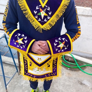 NOUVEAU REGALIA ASSOCIATE PATRON TABLIER BRODÉ À LA MAIN AVEC COL ET MANCHETTES-HSE - Product Image 6