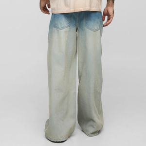 กางเกงยีนส์ทรงหลวมสำหรับผู้ชายกางเกงสตรีทผ้าคอตตอน100% ทรงหลวมไซส์ใหญ่พิเศษ - Product Image 2