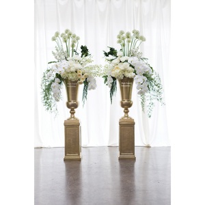 Vase à fleurs en métal argenté, support de fleurs pour la maison et les tables de mariage, décorations élégantes pour les tables de mariage, centre de table - Product Image 2