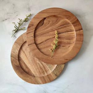 Platos de madera para servir vintage, vajilla natural para cenas, platos de madera de comedor rústicos hechos a mano - Product Image 5