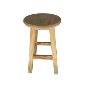 Sgabello Rotondo in Legno Massello Well Home Colore Naturale 29x29x50cm Pouf Elegante e Resistente - Product Image 4