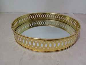 Bandeja Espejo Geométrica de Metal Dorado con Patrón de Diamantes de Lujo, Organizador de Tocador de Cristal, Bandeja Decorativa para Centro de Mesa de Boda - Product Image 2