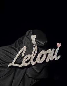 จี้เพชรโมอิสแบบออกแบบชื่อได้ตามต้องการจี้รูปหัวใจสีชมพู925เงิน VVS เครื่องประดับฮิปฮอป - Product Image 4