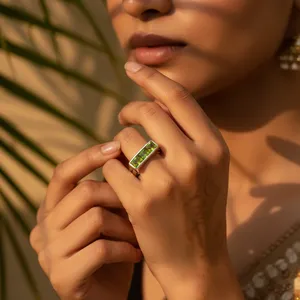 Anillo de Plata con Incrustaciones de Peridoto para Mujer, Ajustable, con Diseño de Llave, Patrón Circular, Estilo Religioso, Piedra de Jade, Anillo de Regalo Chapado - Product Image 3