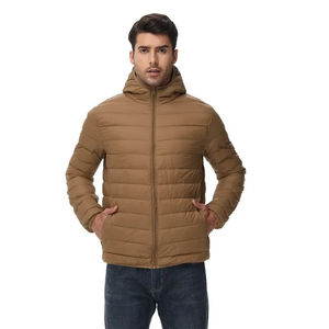 Vente en gros Vestes bouffantes d'extérieur pour hommes d'hiver avec logo personnalisé Capuche légère matelassée coupe-vent avec tissu en toile - Product Image 1