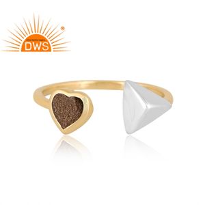 Nouvelle tendance Design laiton plaqué or 18 carats or naturel éclat obsidienne bague en pierres précieuses Demi bijoux fins pour les femmes cadeau pour elle - Product Image 3