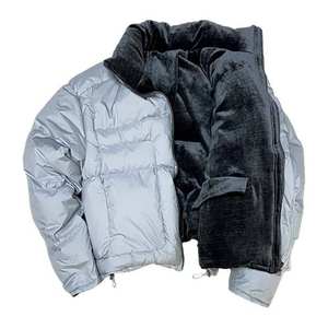 Veste thermique zippée en polaire matelassée en coton respirante à capuche pour homme, tendance, pour l'extérieur, hiver, motif à carreaux, fourrure teinte - Product Image 2