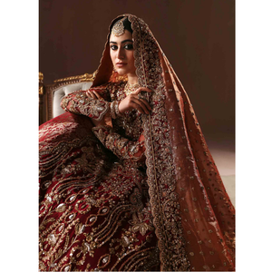 Robe Maxi Lehnga lourde de mariée indienne avec volants broderie de cristal travail manuel en pierre perlée pour la mariée tenue de mariage - Product Image 4